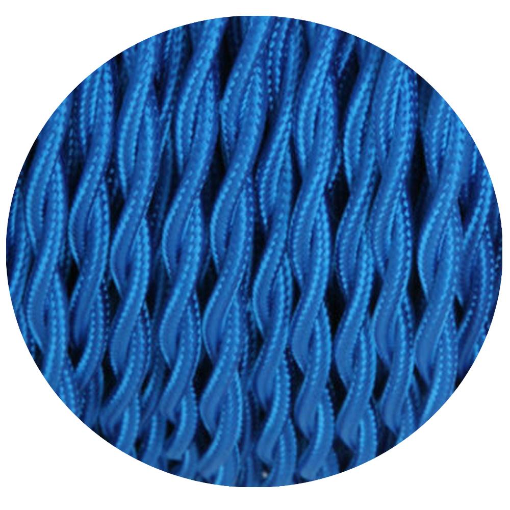 Se Tekstilkabel, lampekabel, stofkabel 2x0,75mm ², flettet, blå hos Lammeuld.dk