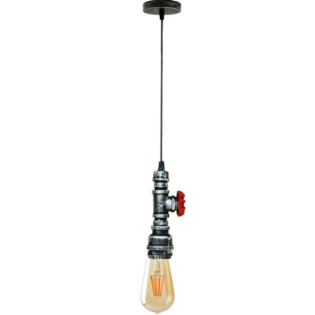 Billede af Børstet sølvfarvet lysekrone loftslampe vandpibe E27 loft pendel med pære