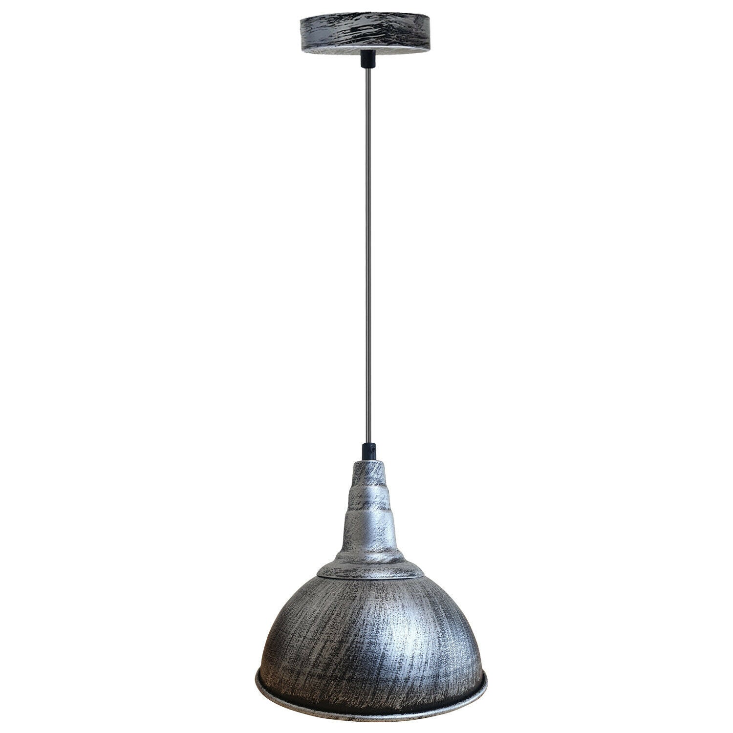 Se Børstet sølv retro pendel skærm loftslamper stil metal lampe hos Lammeuld.dk