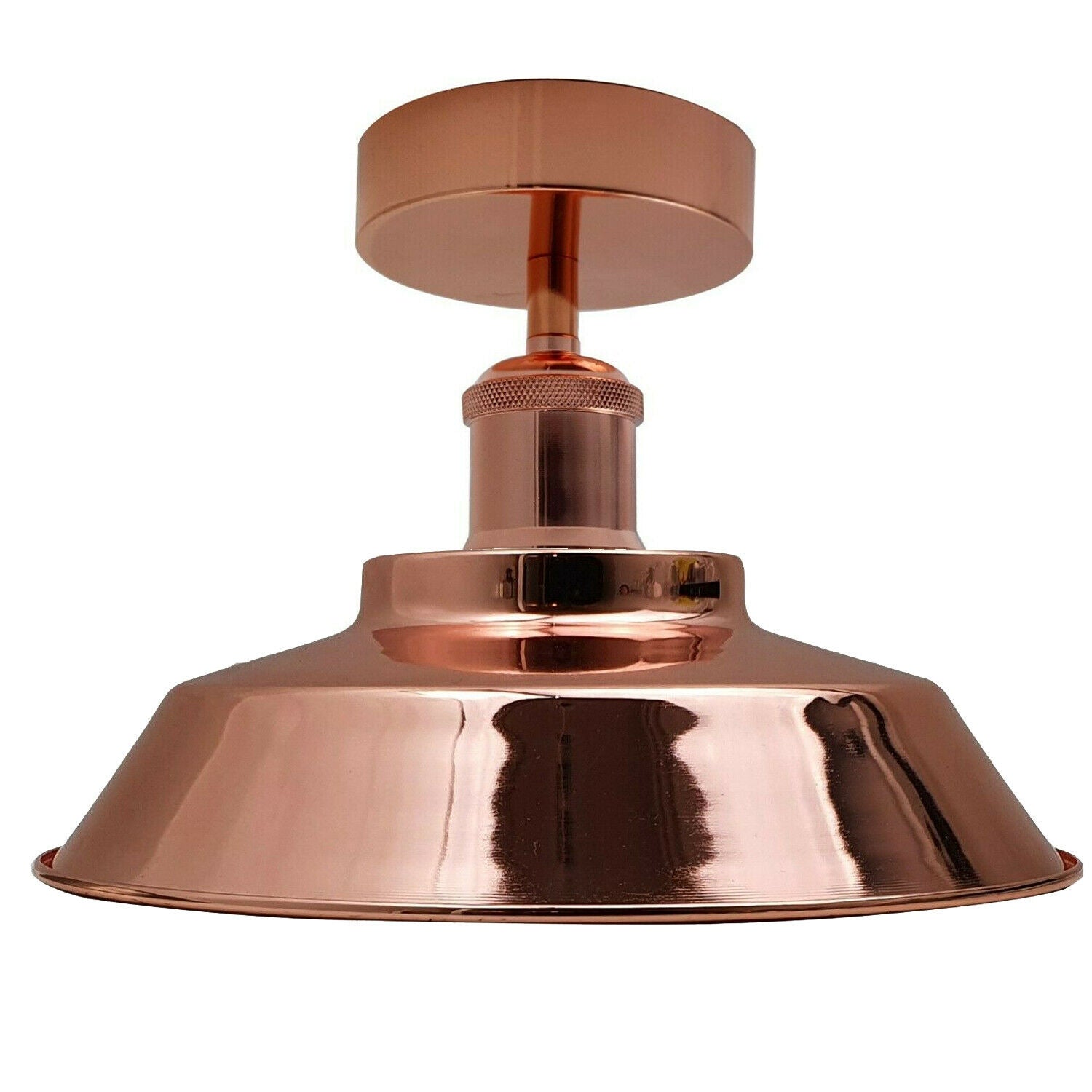 Industriel vintage loftlampe, E27 fatning, 22 cm, metal, rosaguld