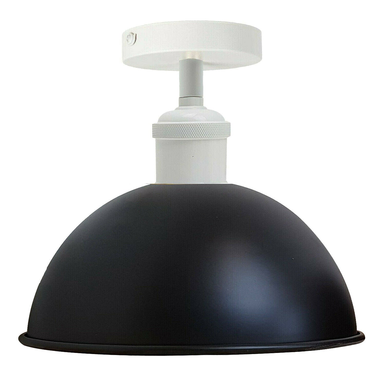 Sort og hvid indendørs vintage retro flush-mount loftslampe, rustik metalskærm