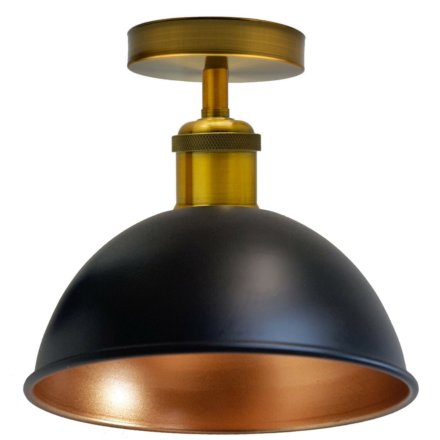 Sort Guld Indvendig Vintage Retro Flush Mount Loftslampe Rustik Farve Metal Lampeskærm