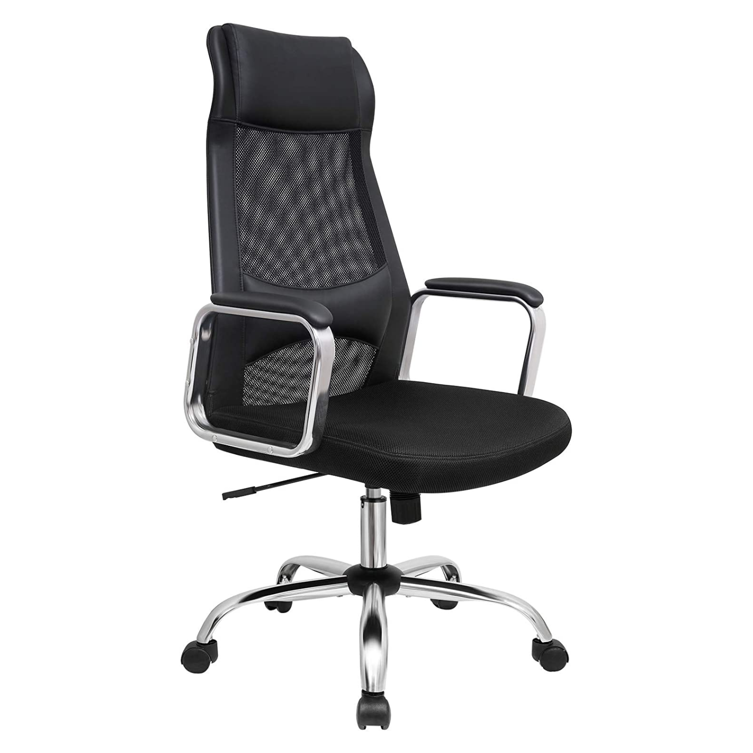 Billede af Kontorstol - Ergonomisk computerstol - Åndbar ryg, hoved- og lændestøtte, sort