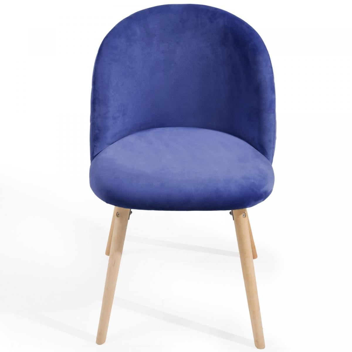 Billede af Spisebordsstole - kongeblå, sæt med 6, fløjlssæde, moderne, polstret, bøgetræben, med ryglæn