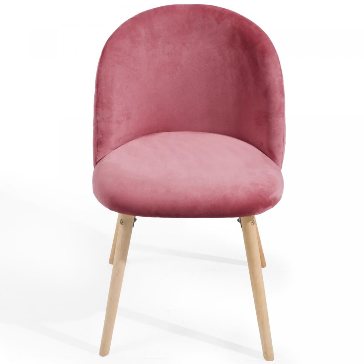 Billede af Spisebordsstole - lyserøde, sæt med 8, fløjlssæde, moderne, polstrede ben af bøgetræ, med ryglæn