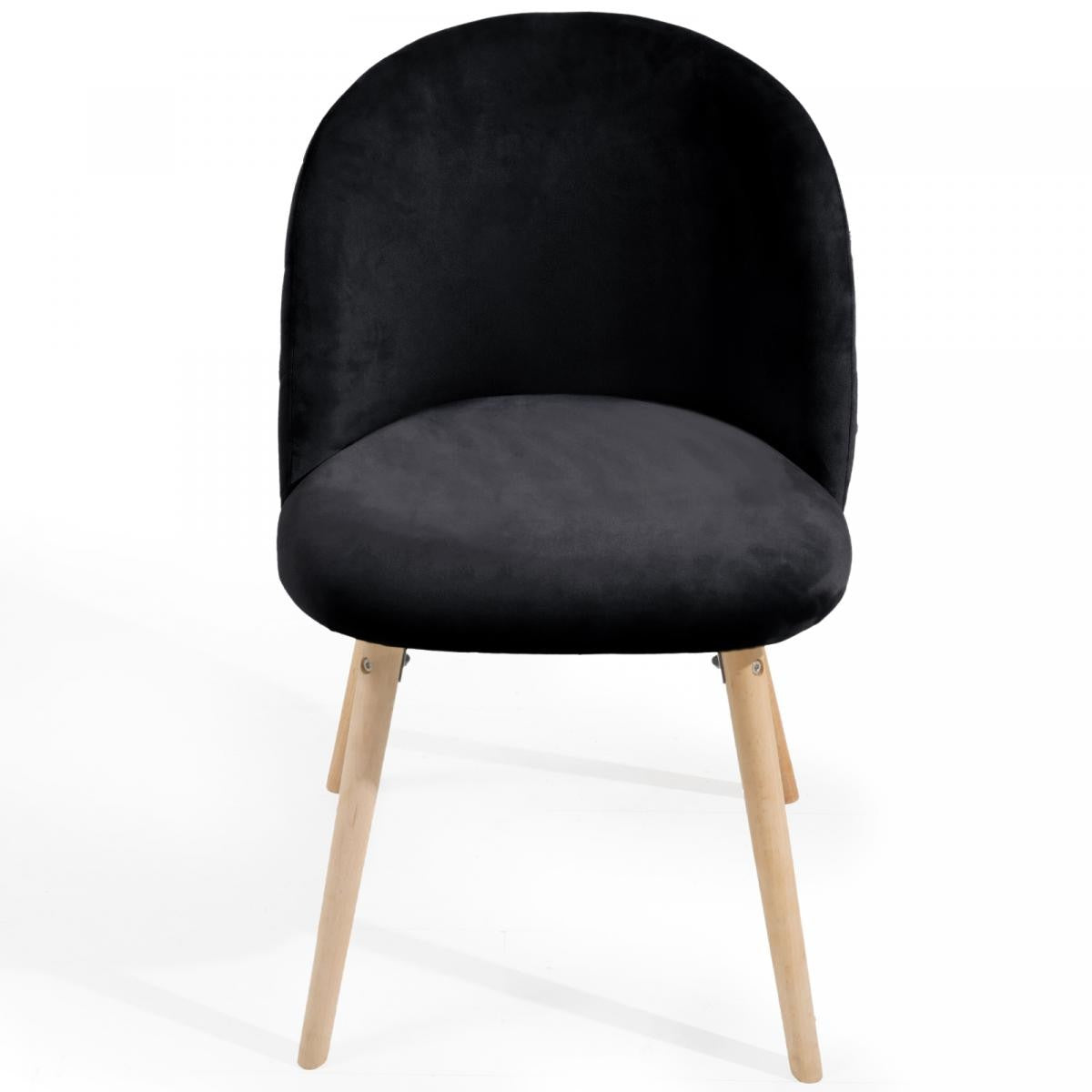 Billede af Spisebordsstole - sorte, sæt af 2, fløjlssæde, moderne, polstrede ben af bøgetræ, med ryglæn
