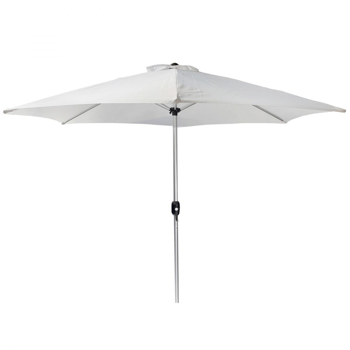 Parasol – 270 cm, med håndsving, vandtæt, UV-beskyttelse, hvid