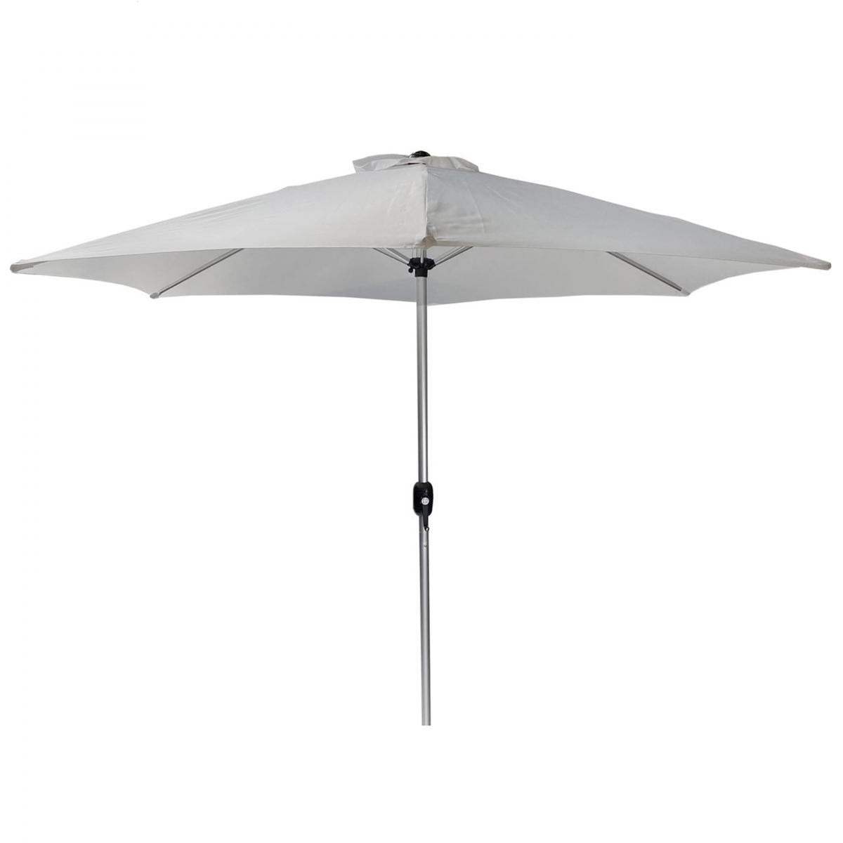 Parasol - 270 cm, med håndsving, vandtæt, UV-beskyttelse, lysegrå