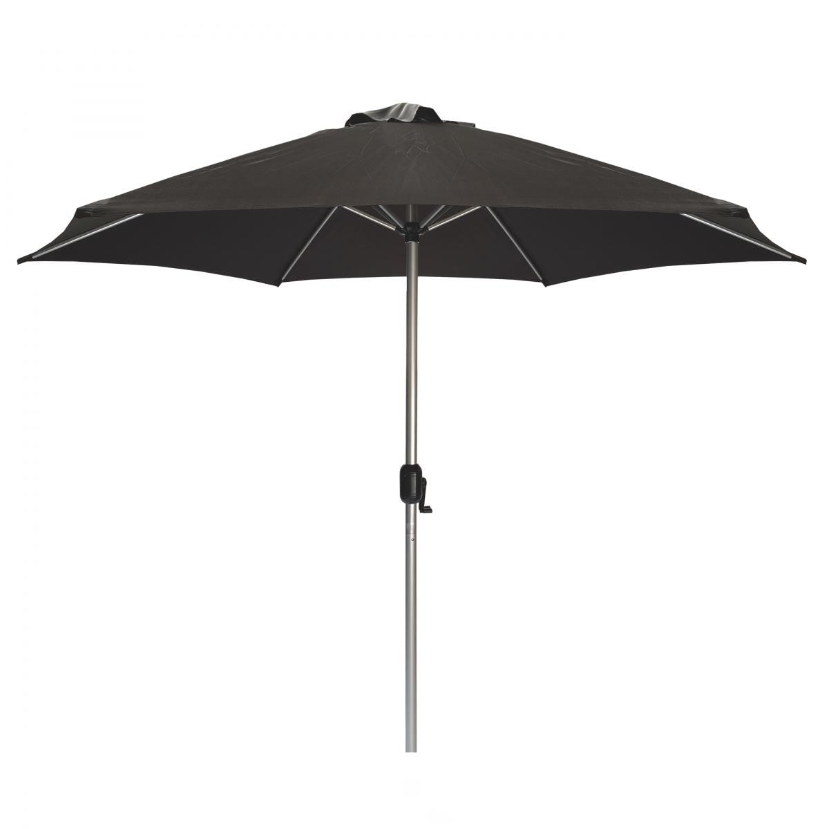 Parasol – 270 cm, med håndsving, vandtæt, UV-beskyttelse, mørkegrå