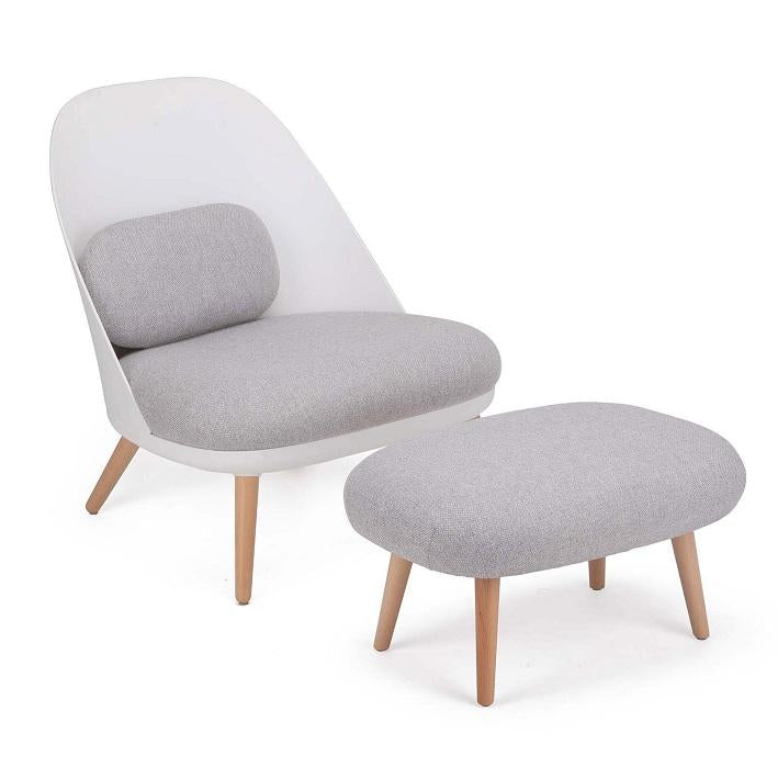Billede af Lænestol med skammel i skandinavisk stil, grå