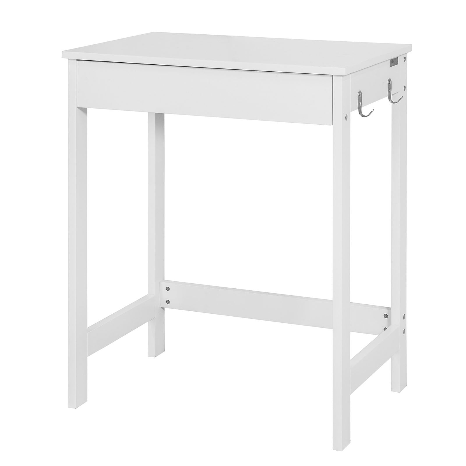 Billede af Enkelt skrivebord med knager, 60 x 40 x 76 cm, hvid