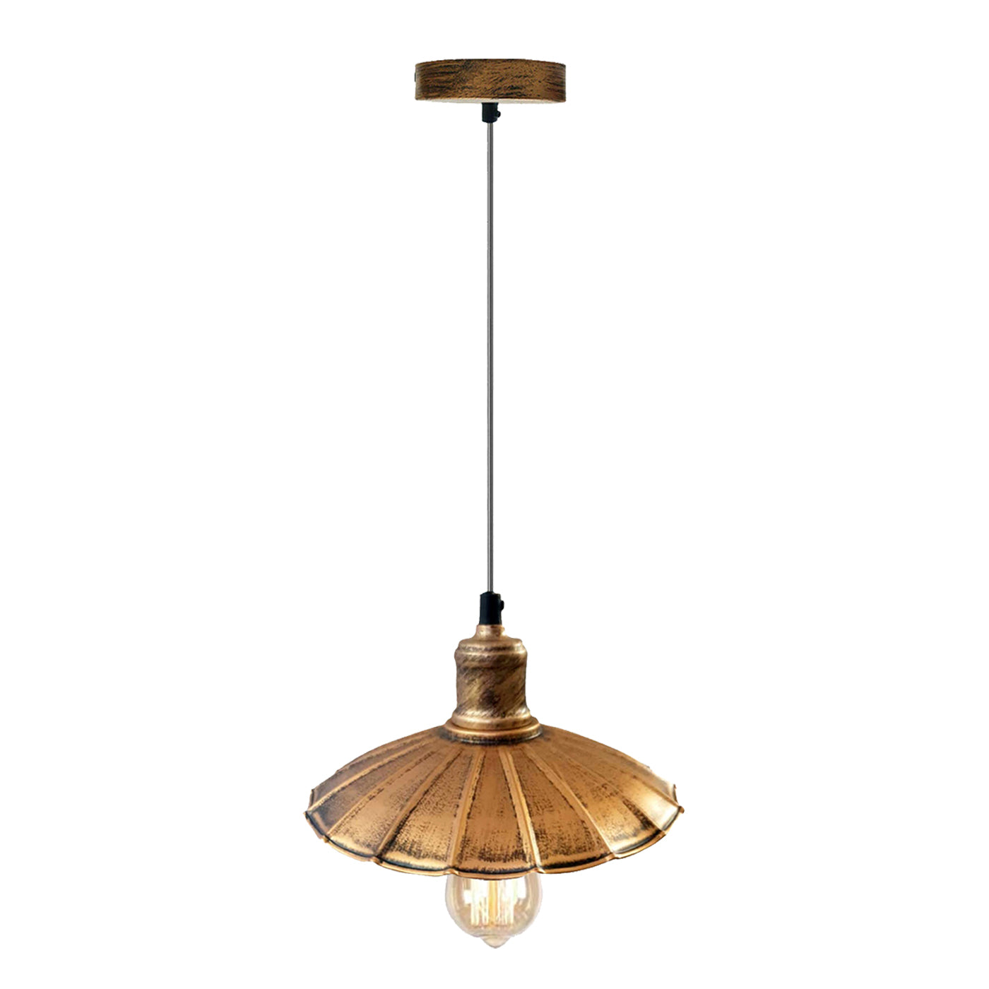 Billede af Børstet kobber industrielt design køkkenlampe E27 pendel retro pendel lampearmatur