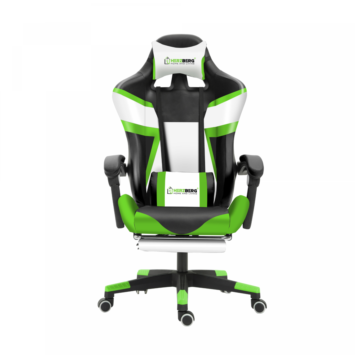 Billede af Trefarvet spille- og kontorstol med T-formet accentgrøn