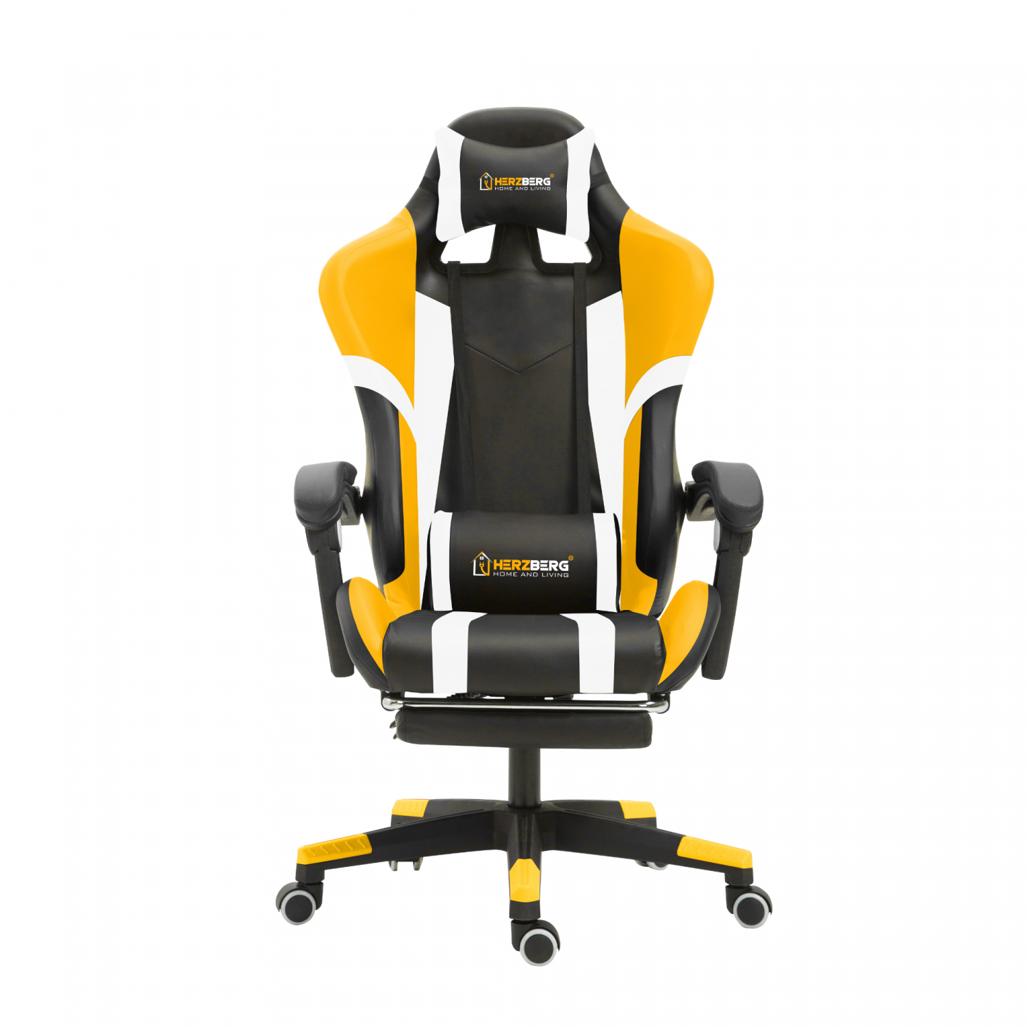 Billede af Trefarvet spille- og kontorstol med lineær accent gul