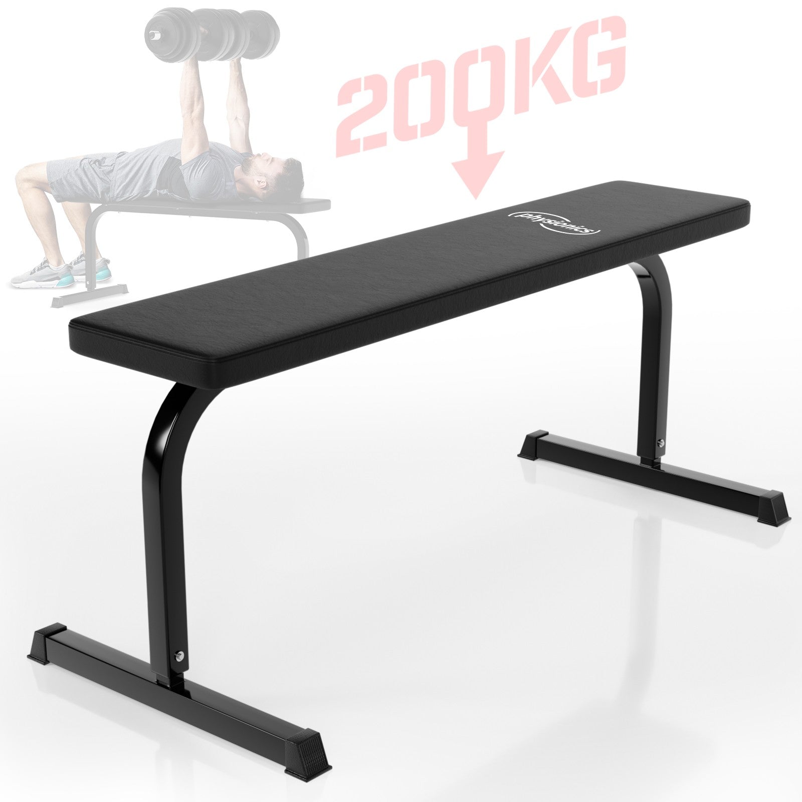 Billede af Physionics ® fitnessbænk - 115/51/48 cm, op til 200 kg bæreevne, stål, sort