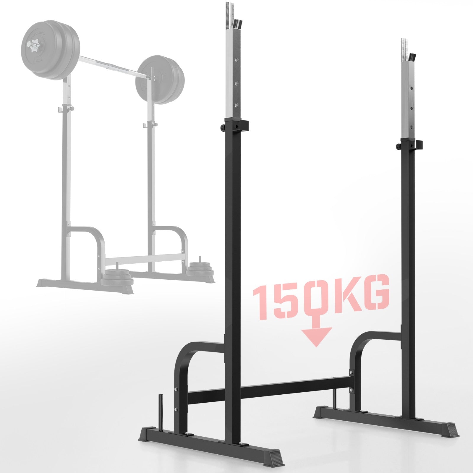 Se Squat-stativ - Højdejusterbar op til 150 kg, skridsikre ben, til vægtstang, bænkpresse hos Lammeuld.dk