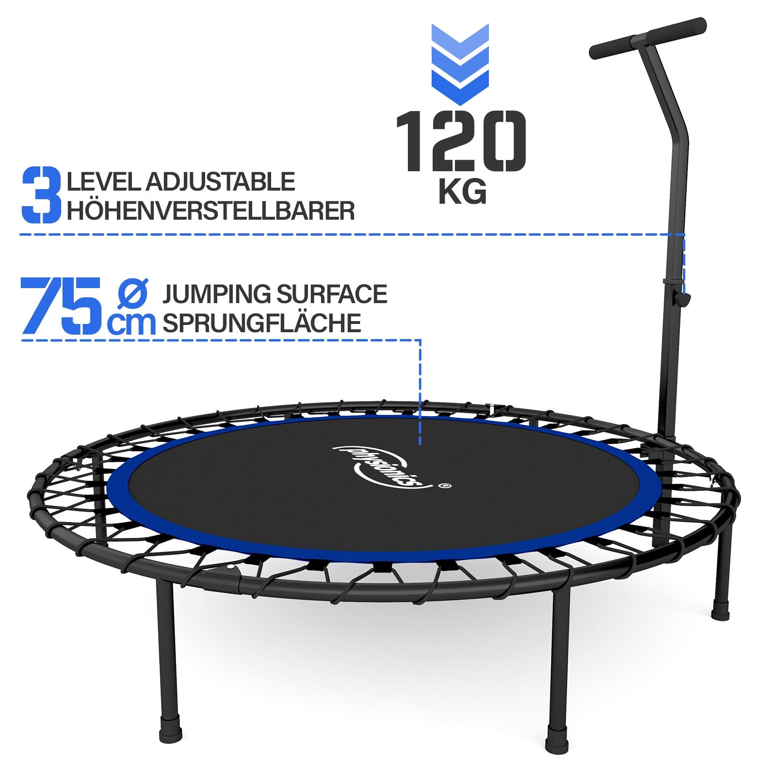 Fitness Trampolin – 101 cm, max 120 kg, sammenklappelig, indendørs/udendørs