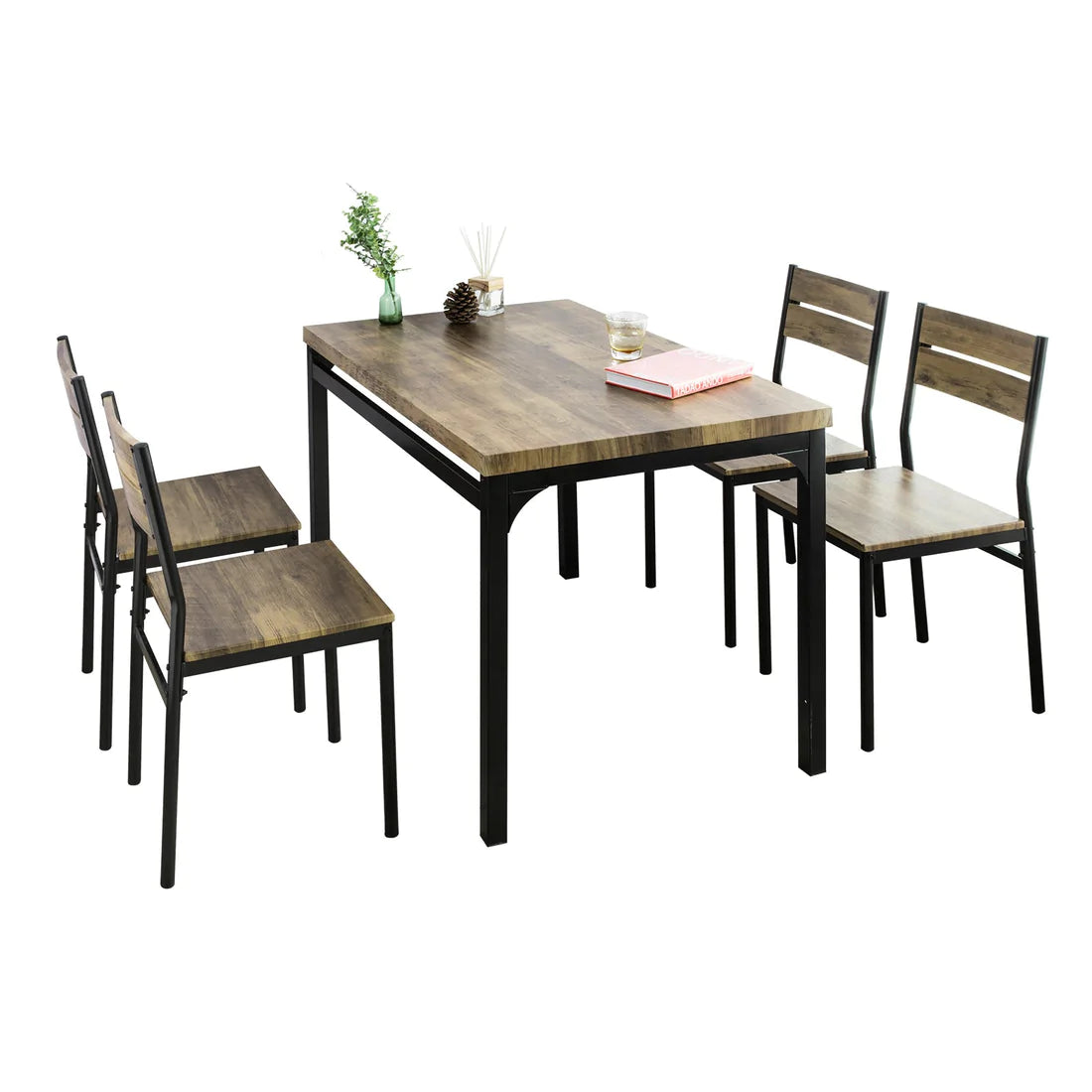 Billede af Spisebord med 4 stole Sæt bord og 4 stole i industriel stil