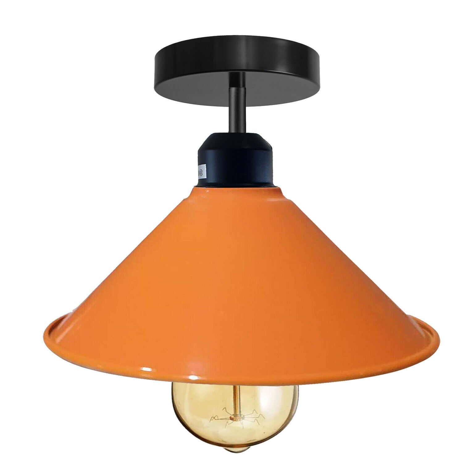 Se Orange Loftslampe Industriel Retro E27 Pendel Cone Metal Wire Vintage Lampe hos Lammeuld.dk