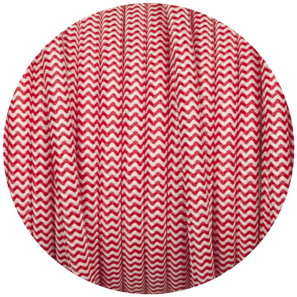 Billede af Tekstilledning Stofledning Lampeledning 2x0,75mmÂ², rund, rød og hvid