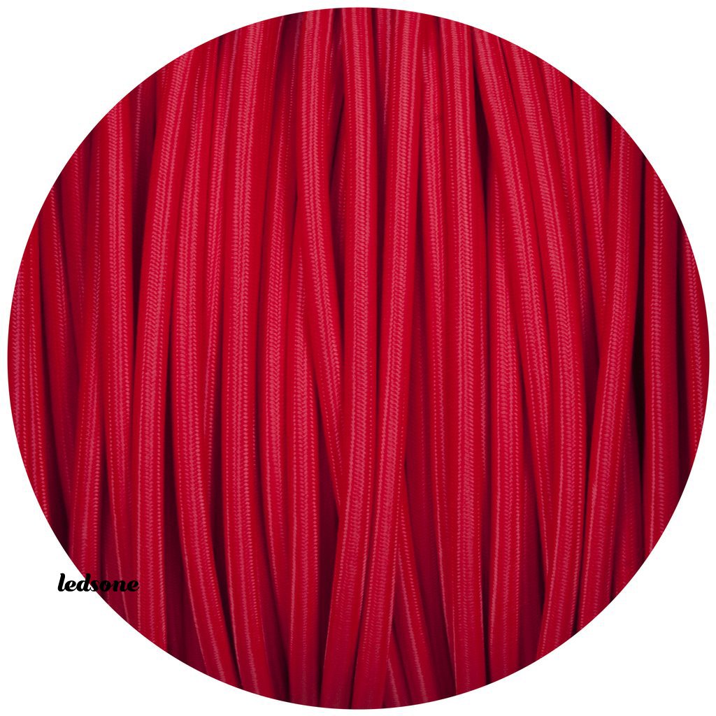 Se Tekstilkabellampekabel Tekstiltråd 2x0,75mm ², rund, rød hos Lammeuld.dk
