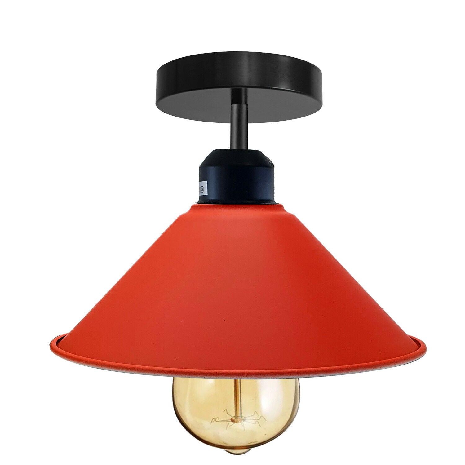 Billede af Rød Loftslampe Industriel Retro E27 Pendel Cone Metal Wire Vintage Lampe