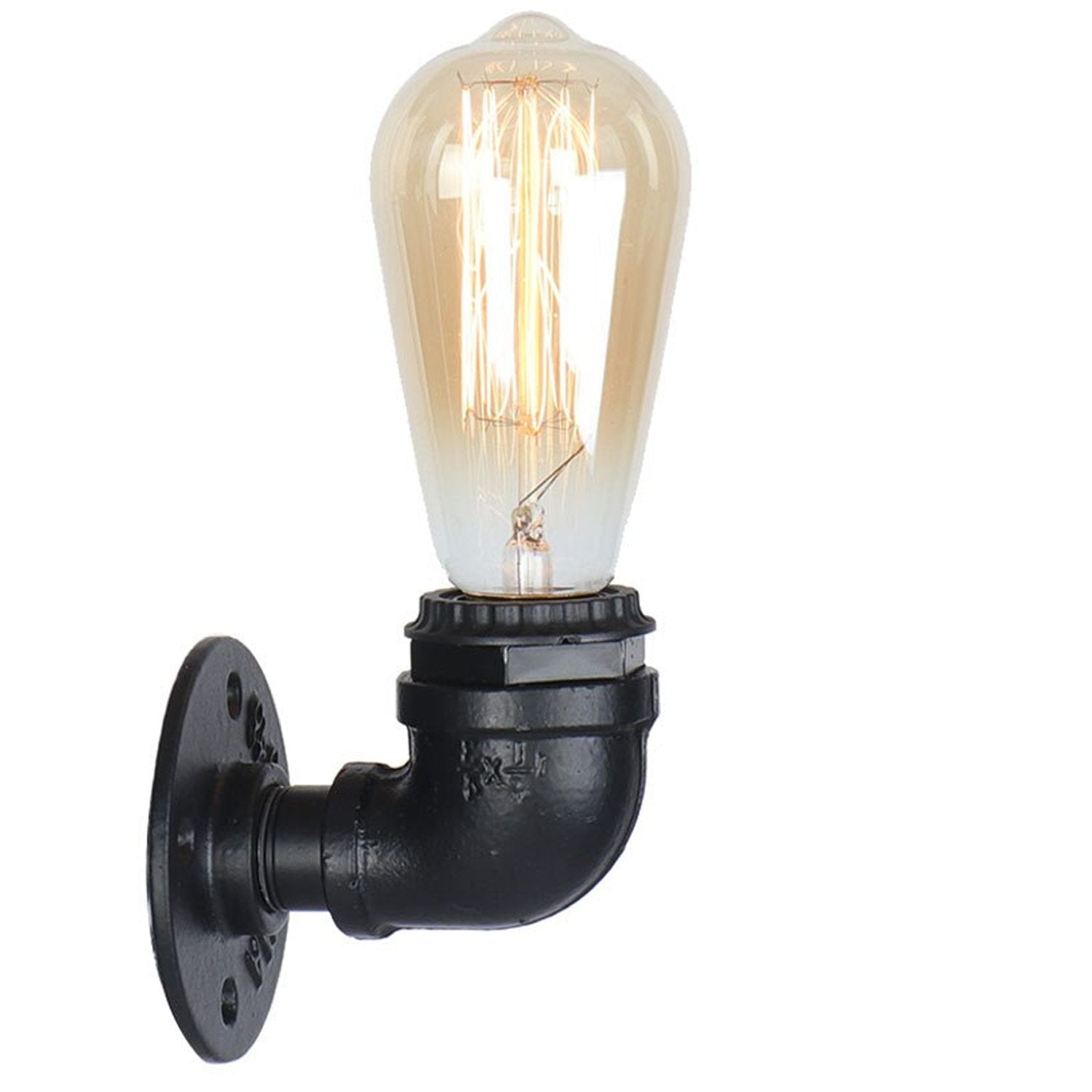 E27 Industrial Retro Style Light Steampunk Wall Light Vandpibe Lampe Sort