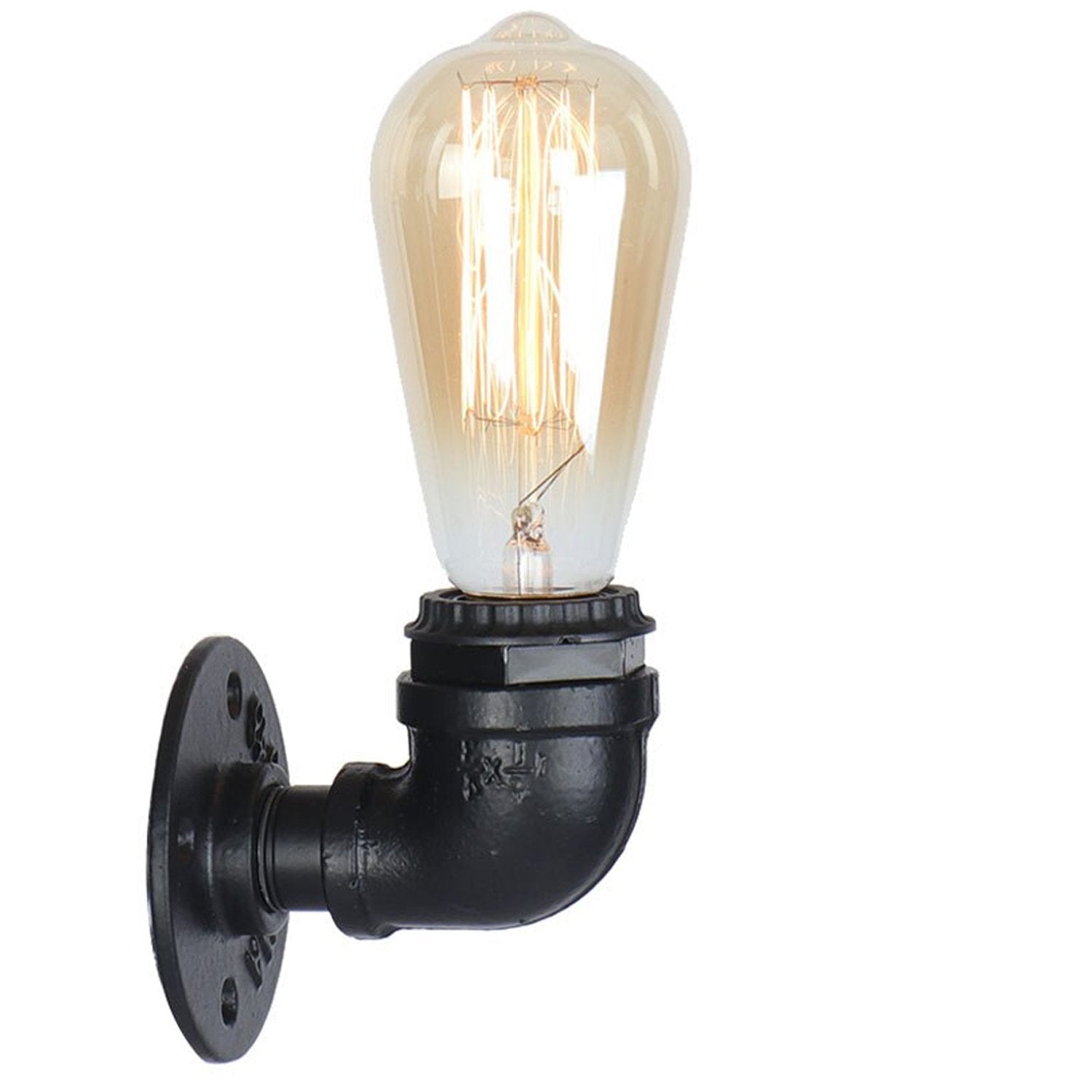 Billede af E27 Industrial Retro Style Light Steampunk Wall Light Vandpibe Lampe Sort