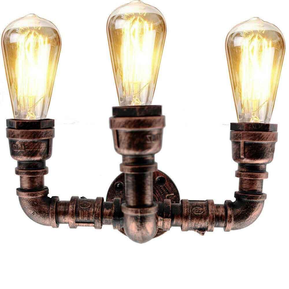 Billede af Retro Industriel Væglampe Vintage Jern Rustik Rød Vandrørslamper E27 Loftlys