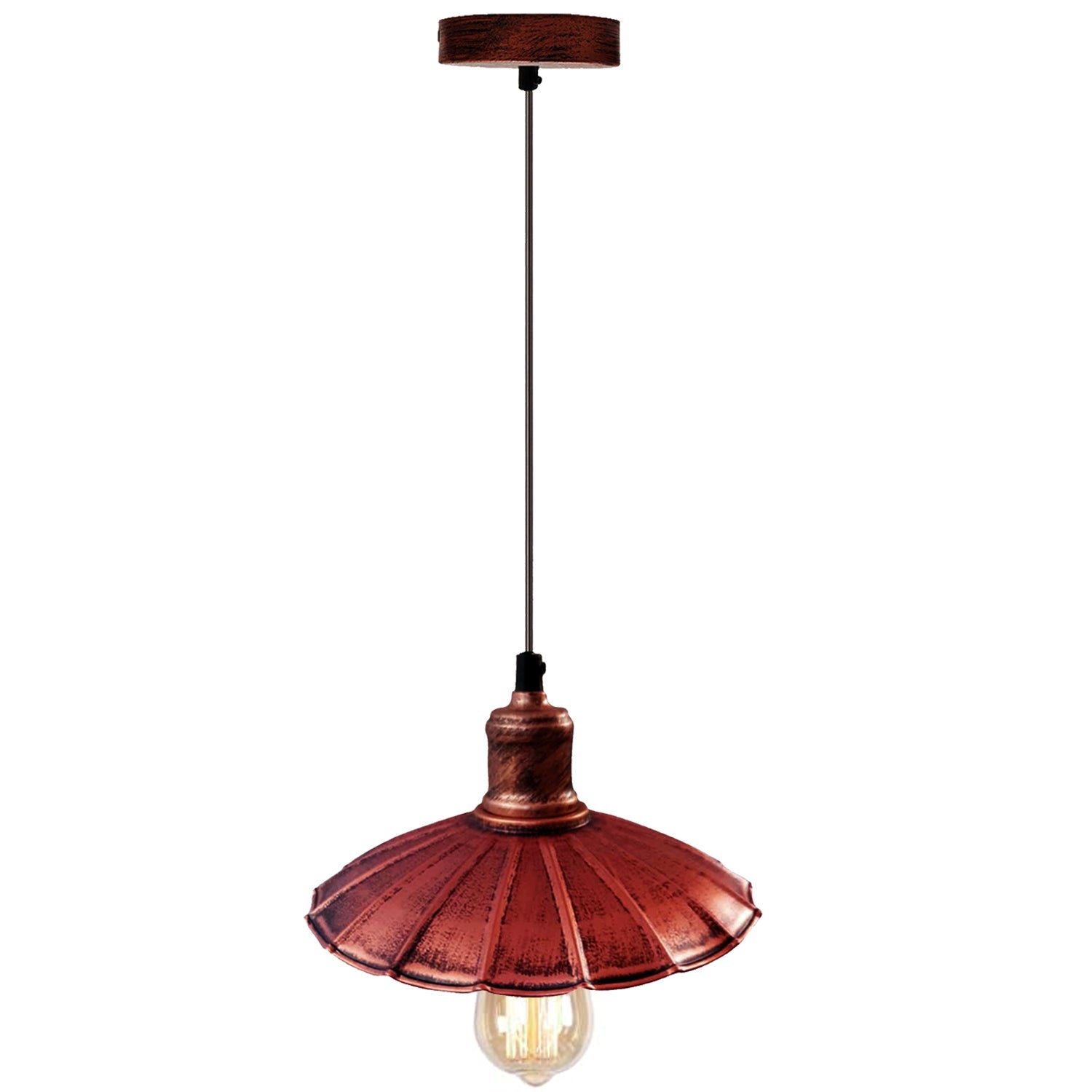 Billede af Rustik rød industrielt design køkkenlampe E27 pendel Retro pendel lampe armatur