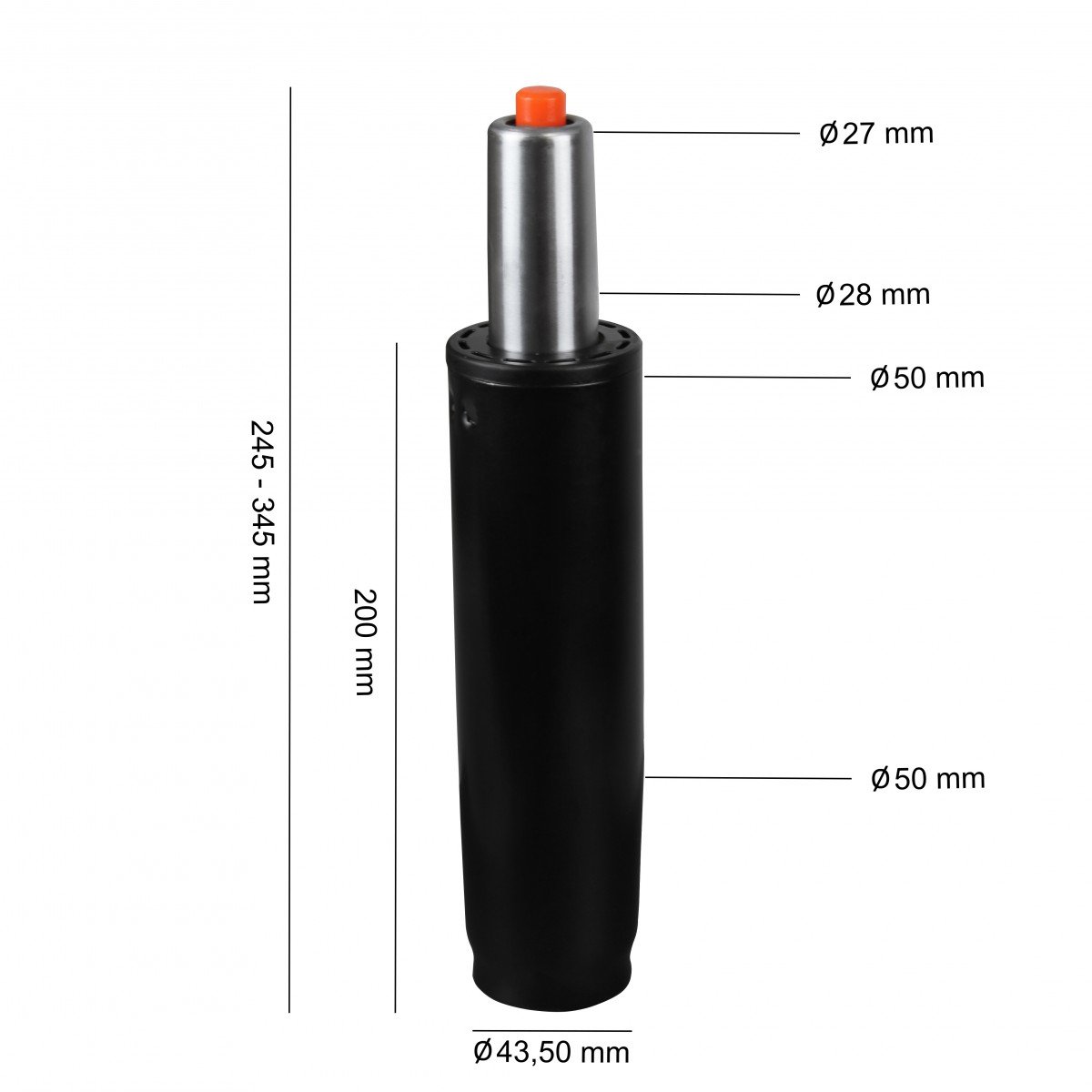 Se Gasfjeder Til Kontorstol, 345 Mm Sort hos Lammeuld.dk