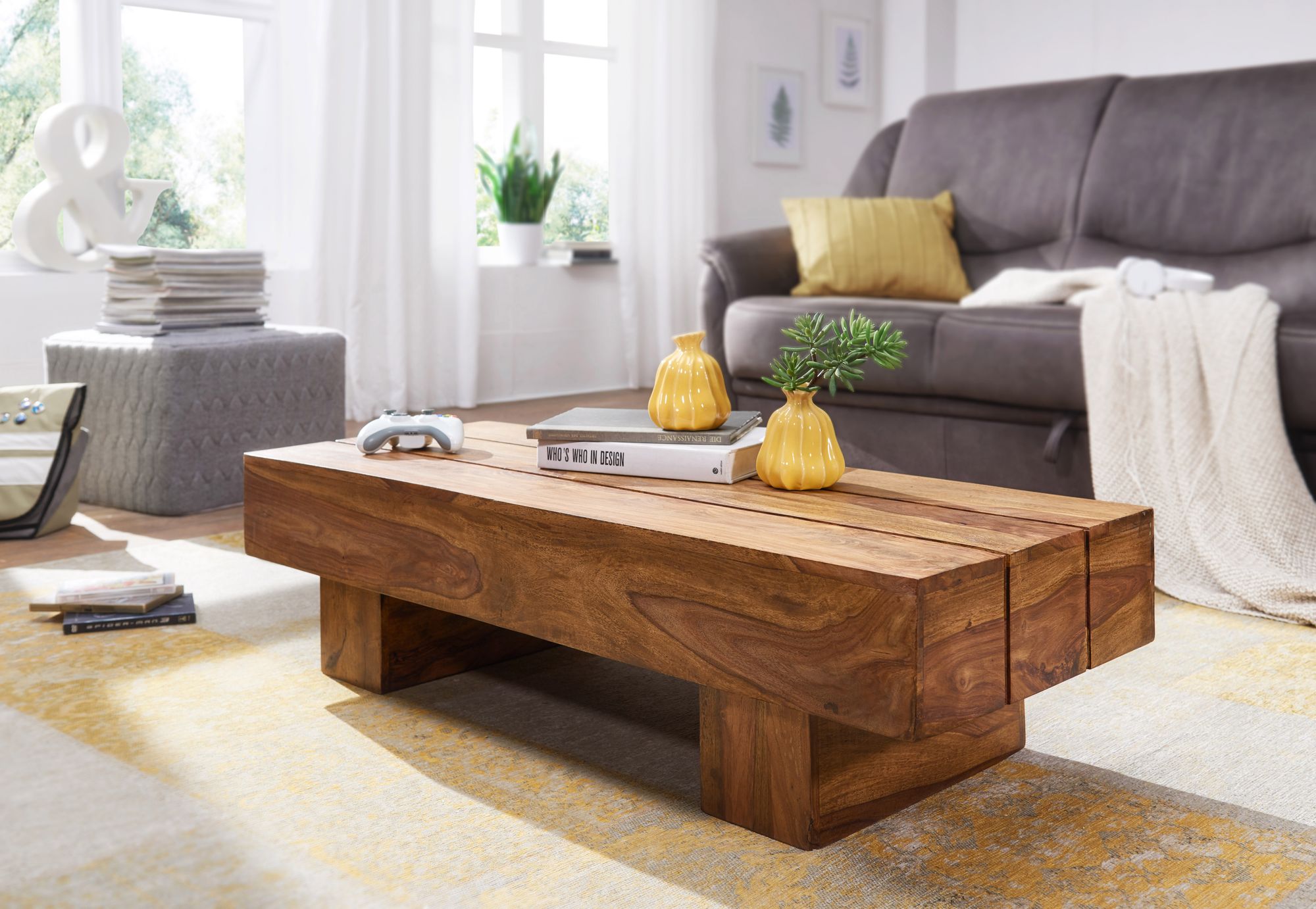 Billede af Håndlavet sofabord i FSC ®-certificeret sheeshamtræ, 120 X 45 X 30 cm