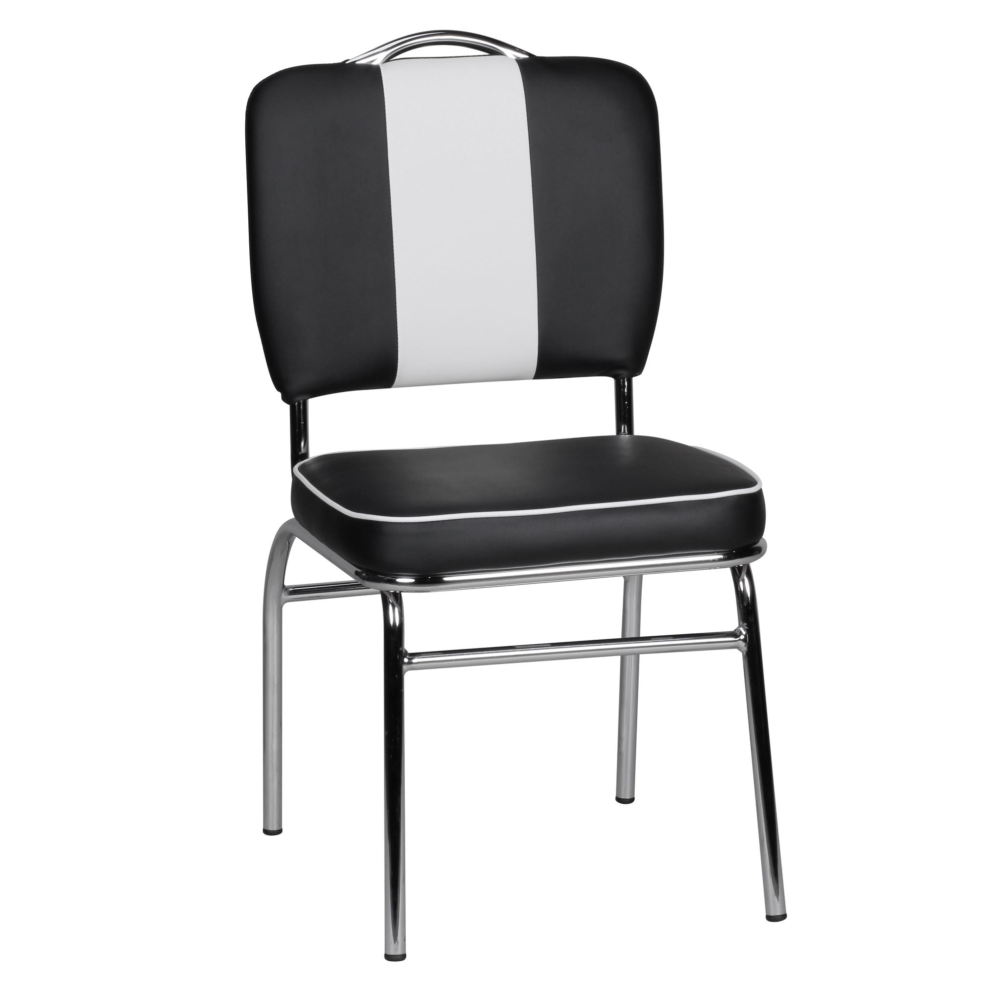 Billede af Spisebordsstol Faux Læder i Amerikansk Retro Stil, Sort Hvid Stol Betrukket