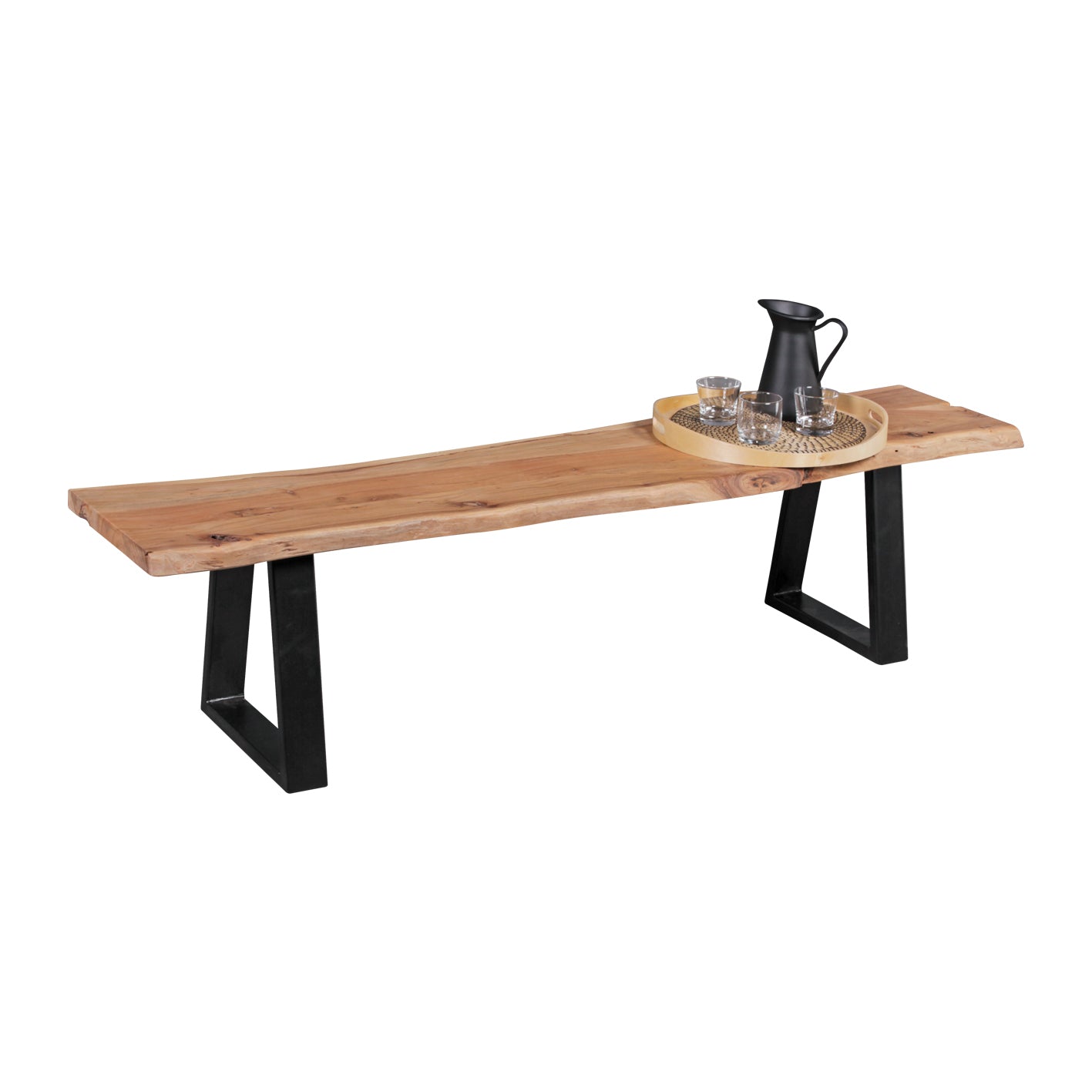 Køkkenbænk / træbænk / spisebordsbænk i træstamme look, massivt træ, 160 cm