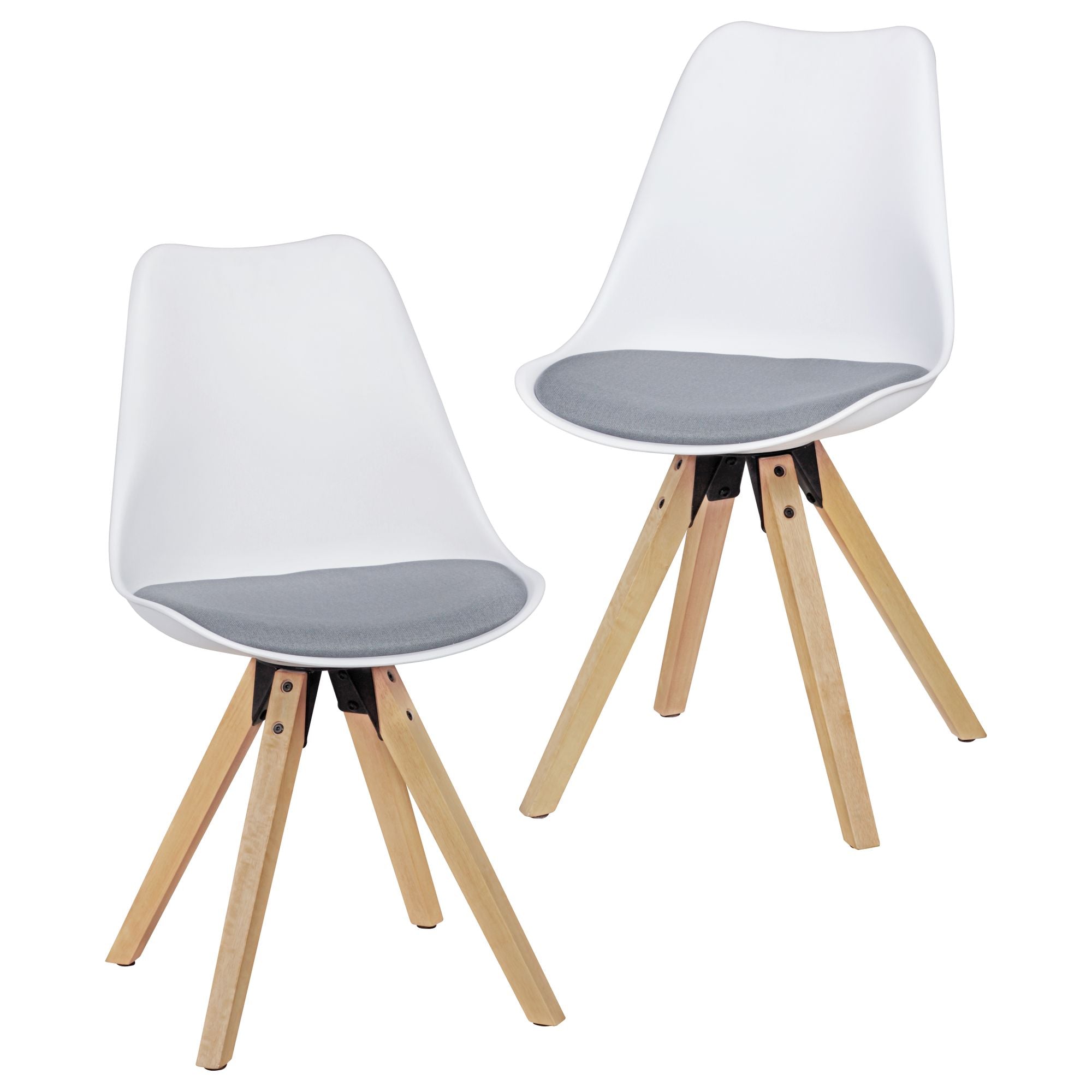 6: Sæt med 2 x retro spisebordsstole i hvid / grå