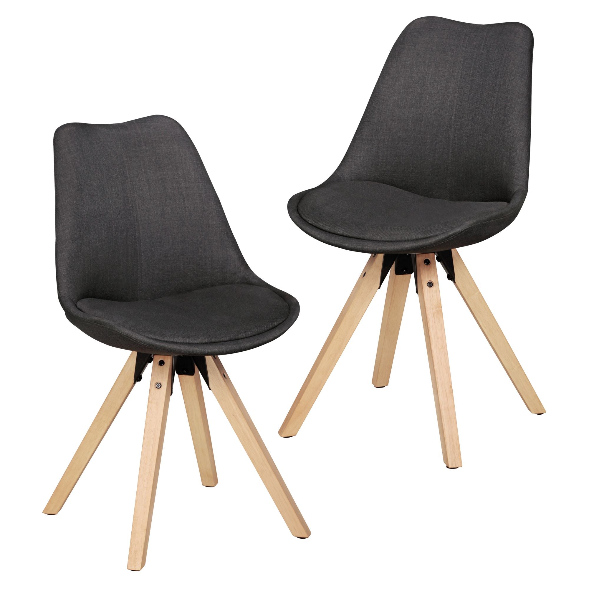 Se Sæt af 2 spisebordsstole, retro-stil, antracit grå hos Lammeuld.dk