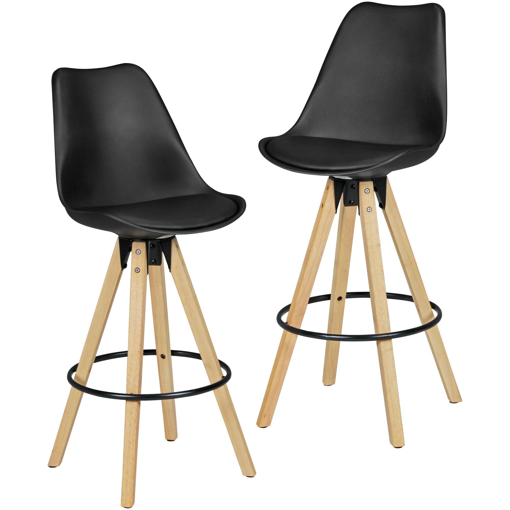 Billede af Sæt med 2 barstole med imiteret læder, retro-look