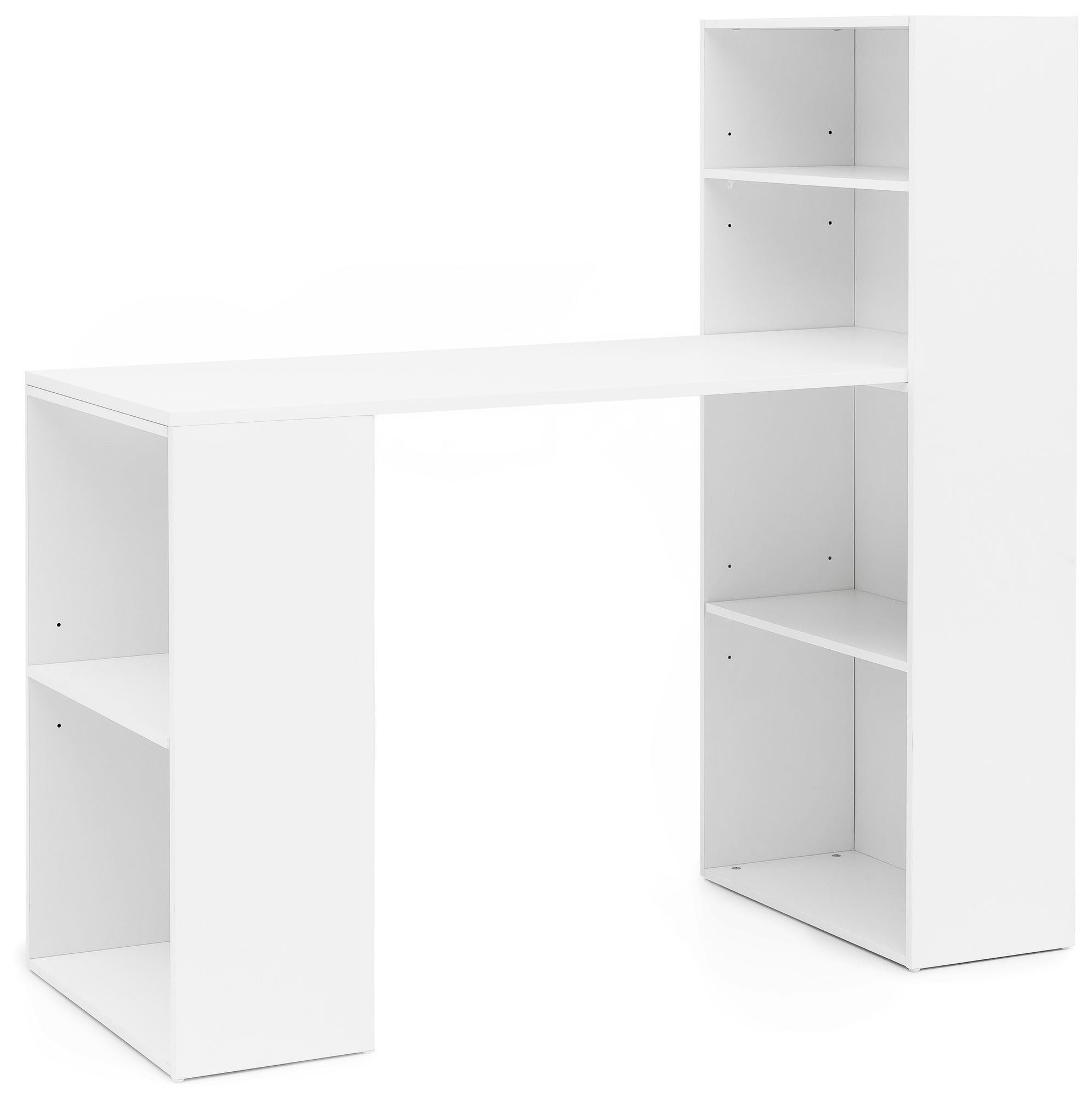 Skrivebord med reol, skandinavisk stil, 120 x 120 x 53 cm, hvid