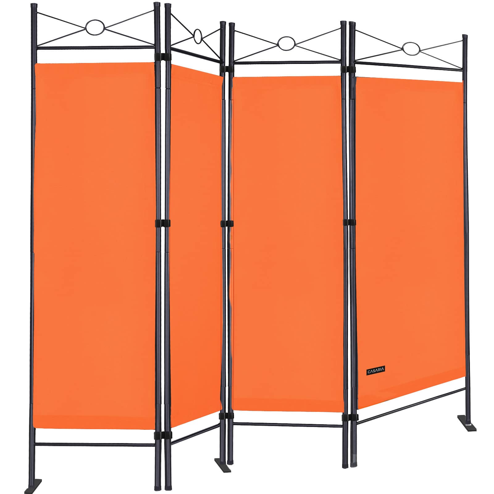 Skillevæg Lucca 180x163cm fleksibel bund uigennemsigtig 30Â°C vaskbar stabil indendørs stue skærm rumskillevæg, farve: orange