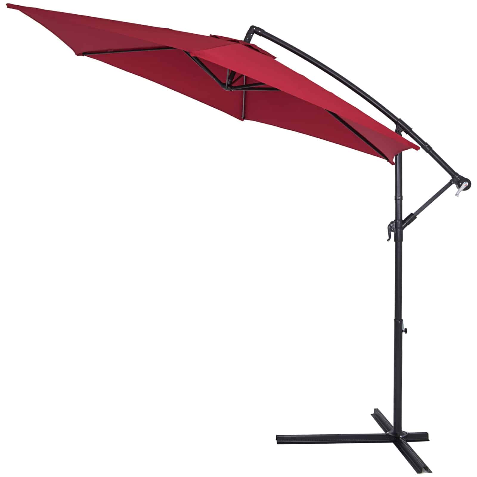 Parasol, rød, aluminium, Ø300 cm, UV beskyttelse 40+