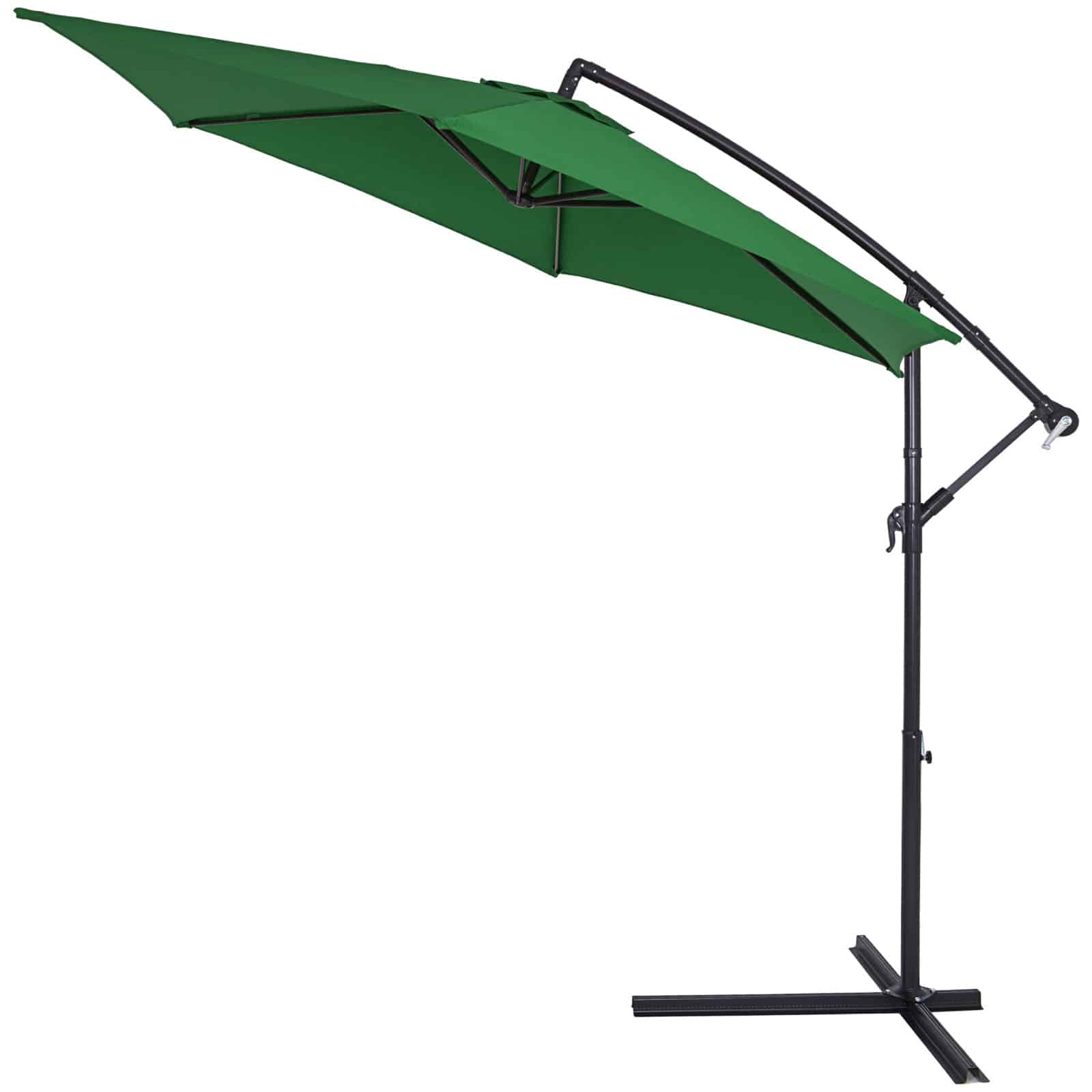 Hængeparasol - Parasol med stativ 330cm Stor UV-beskyttelse 40+ Kurvel Tiltable Alu Vandafvisende Windproof Traffic Light Parasol Garden Terrace Balcony 3,3m, Farve: grøn