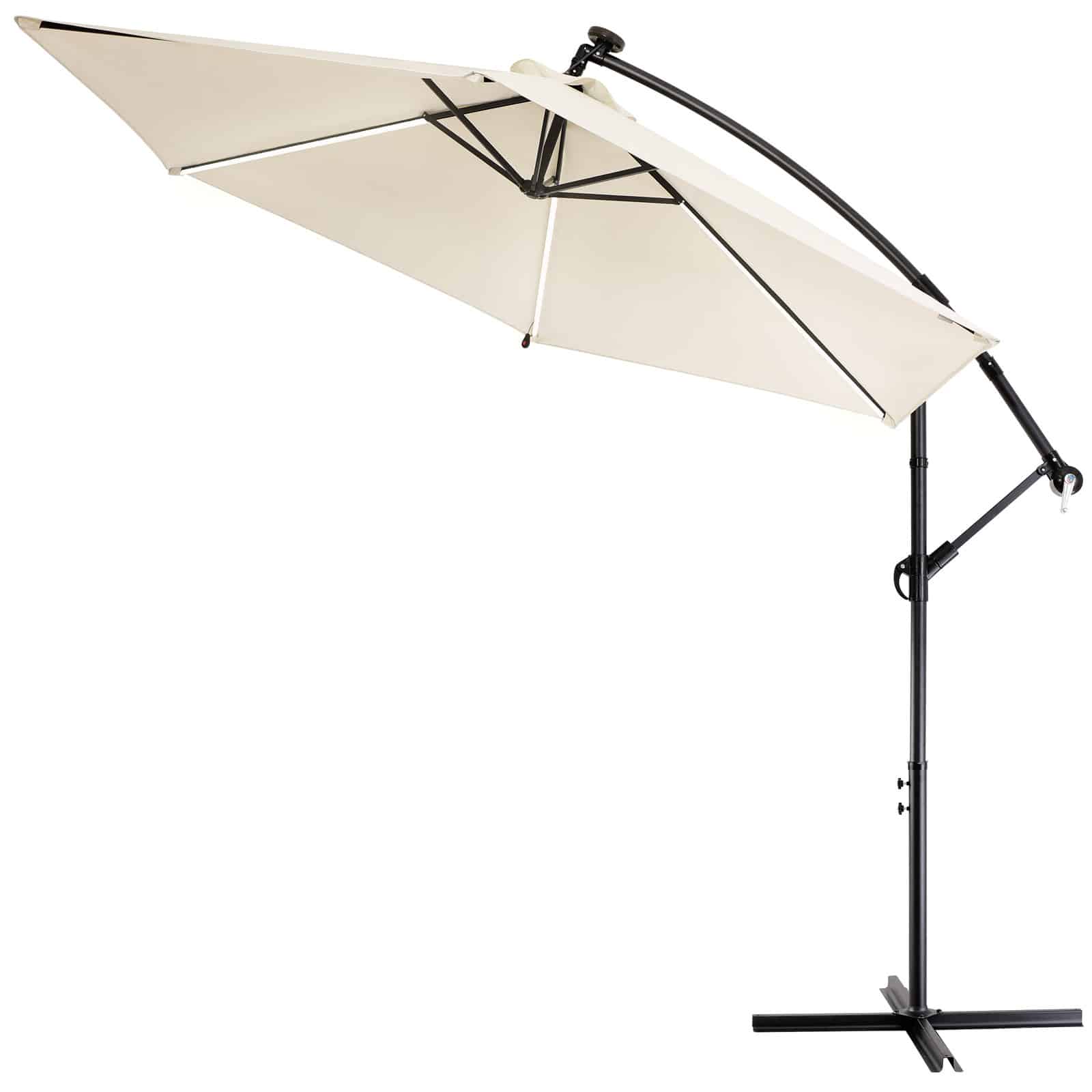 Hængeparasol – LED solar, creme Ø330cm