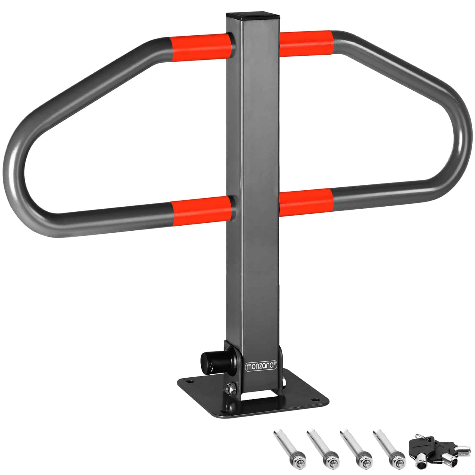 Parkeringsbarriere 2 nøgler foldbar integreret lås stål robust parkeringsstolpe
