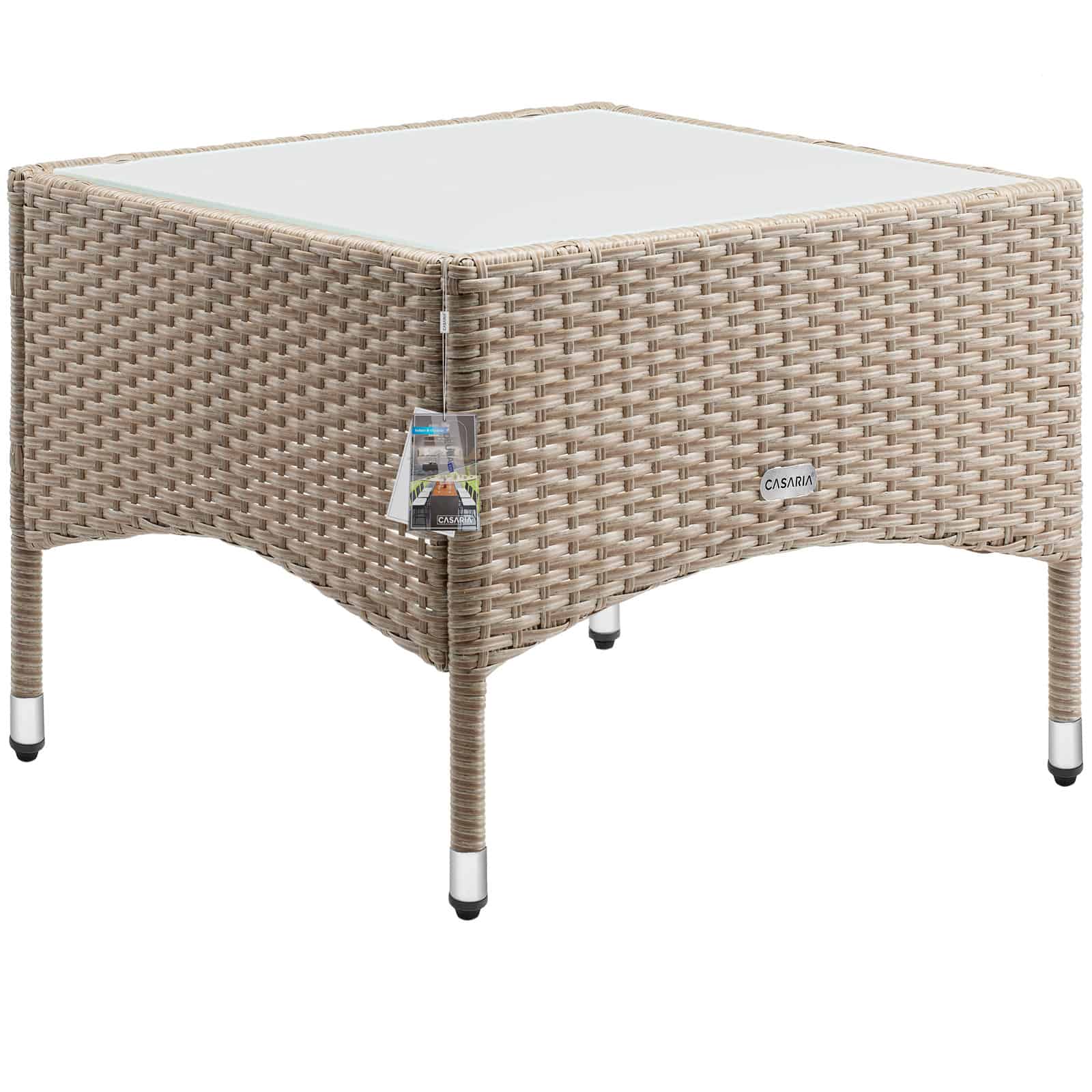 Billede af Sidebord i polyrattan grå-beige 58x58x42cm