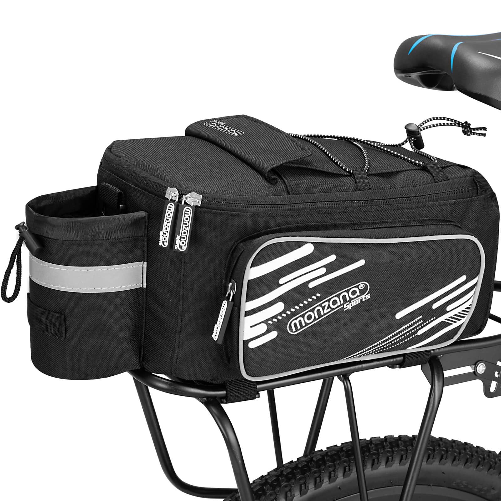 Monzana cykel taske 12L til bagagebærer vandtæt, køletaske 5 rum, sort