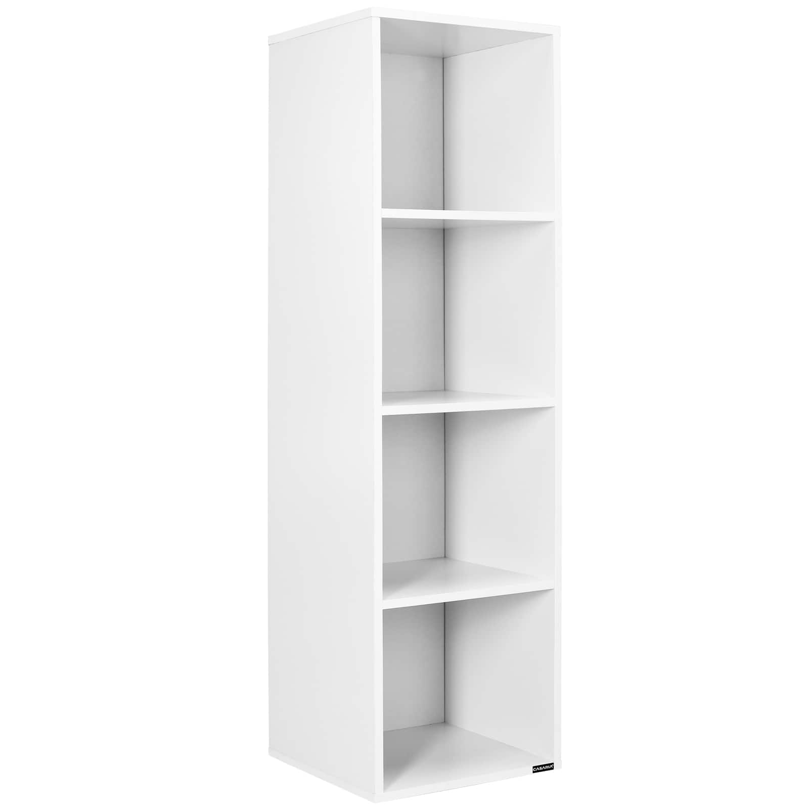 Billede af Bogreol med 4 rum - 106x30x30 cm - anti-tilt - gulvbeskytter, hvid