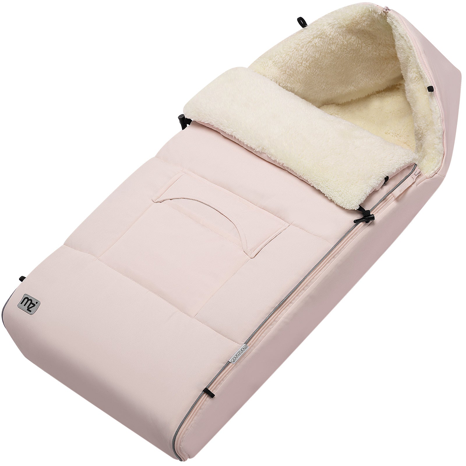 Baby kørepose 90×60 cm, refleks, lynlås, rosa