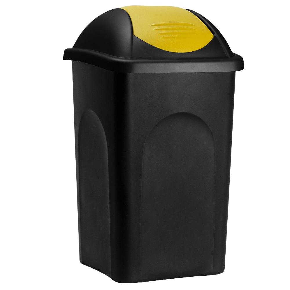 Affaldsspand sort/gul plast 60L