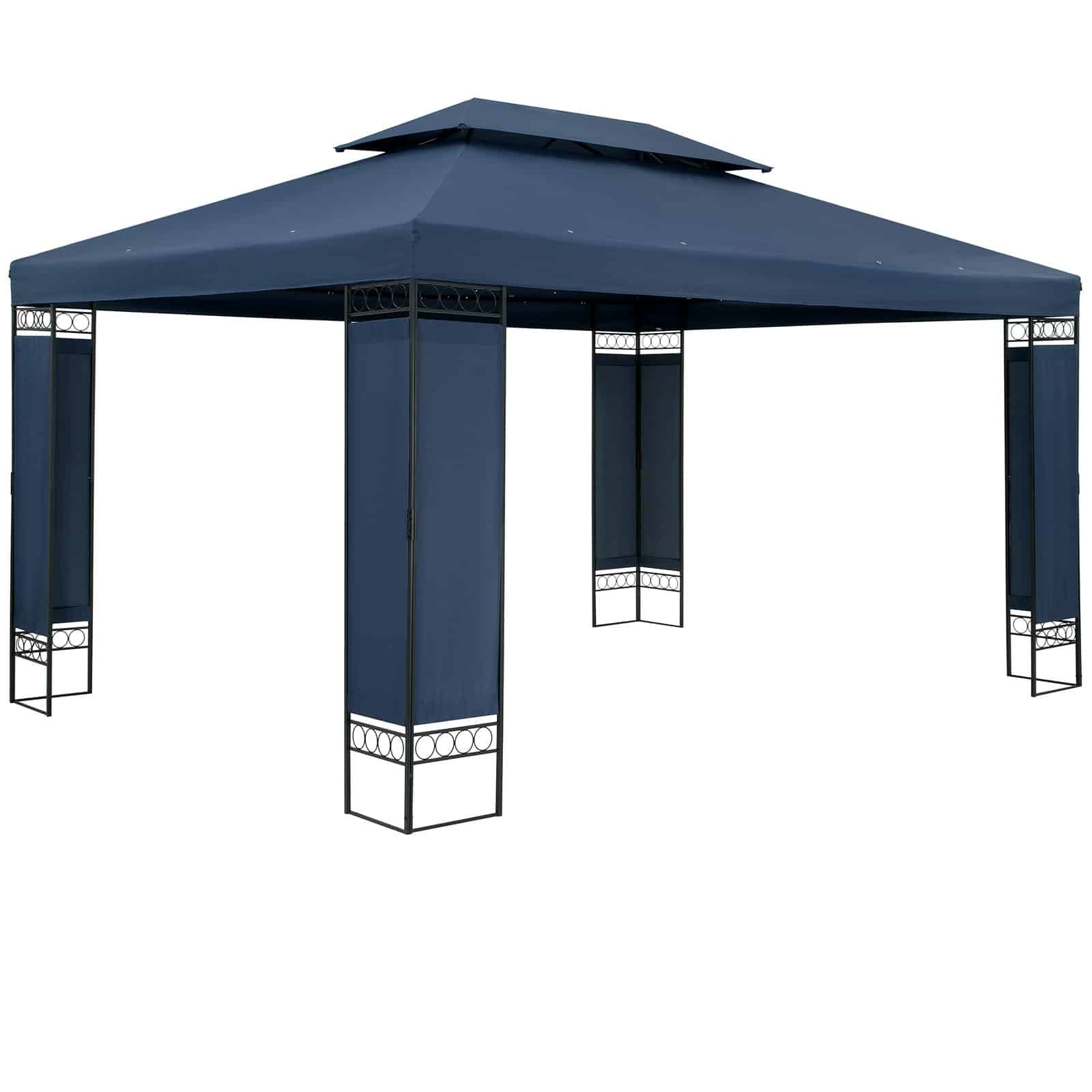 Pavillon havetelt havepavillon Elda 3x4m metal vandafvisende luksus, farve: blå