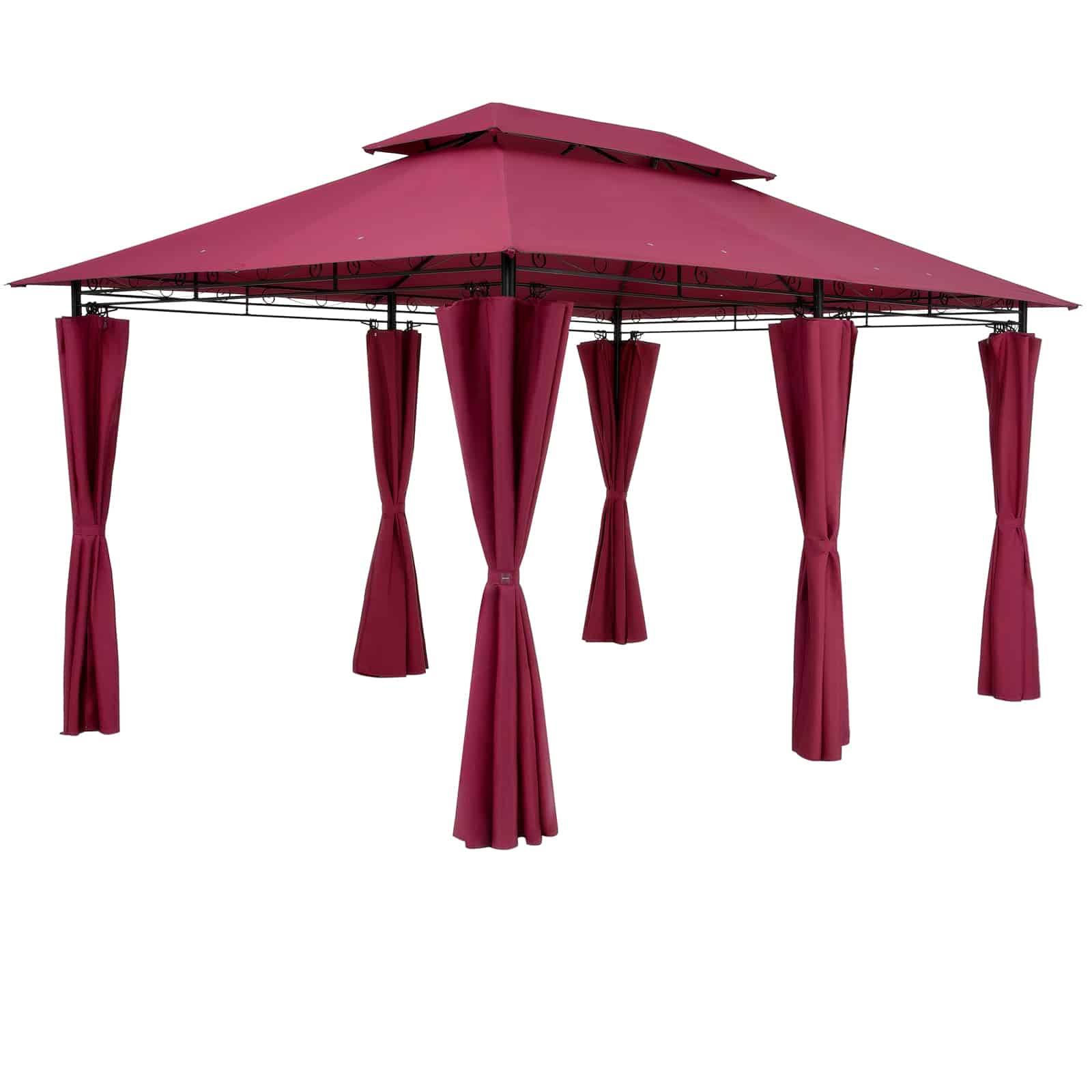 Casaria Pavilion 3x4m havetelt havesidepaneler metal vandafvisende topas, farve: rød